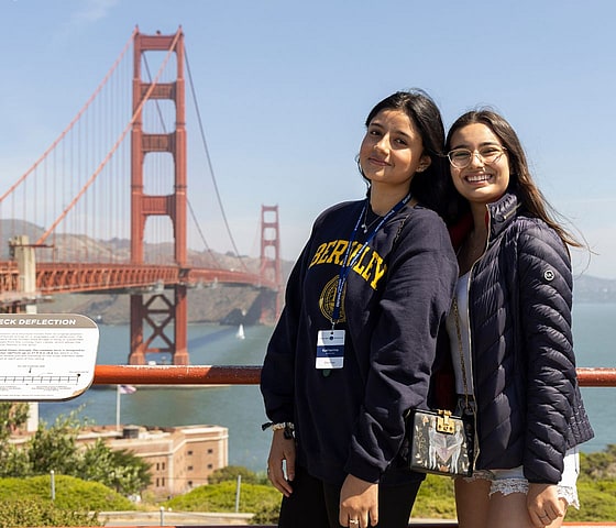 Students on our Berkeley Summer School in front of the Golden Gate Bridge