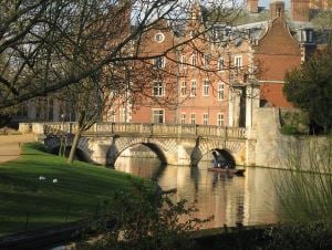 Image shows a bridge over the River Cam in Cambridge.