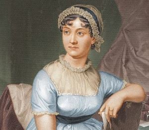 Image shows a portrait of Jane Austen.