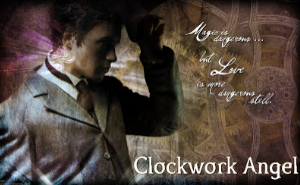 Image shows a design for Cassandra Clare's 'Clockwork Angel' novel. 