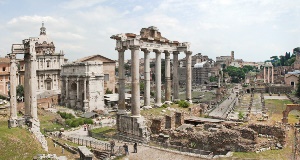 Image shows the Forum in Rome.
