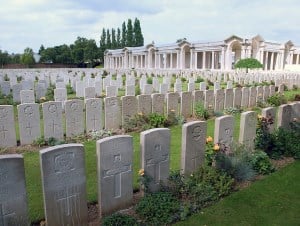 Image shows graves from the First World War.