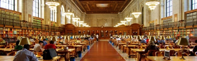 Image shows the beautiful New York Public Library.