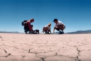 Image shows scientists at work in the desert.