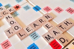Scrabble board with word learn