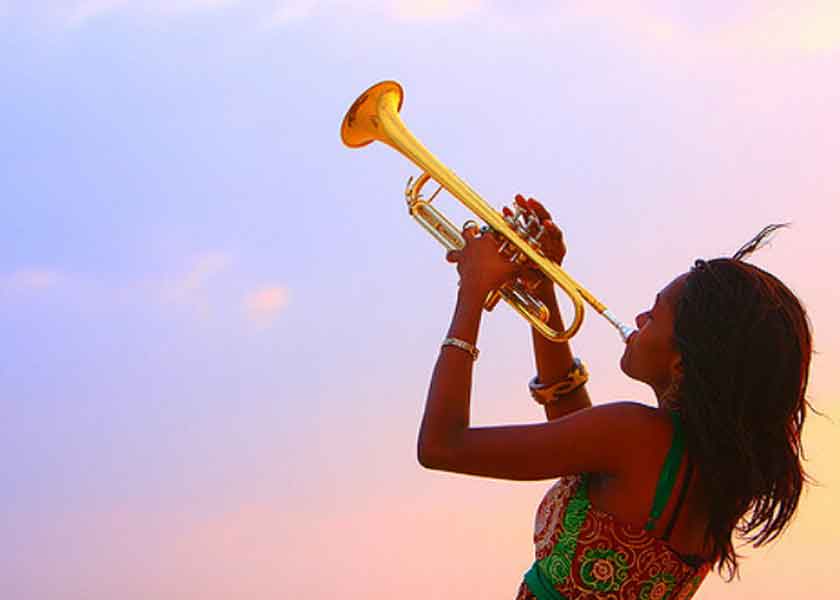 Girl playing trumpet