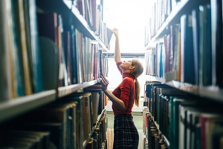 סטודנט מחפש ספרים בספרייה - ספרות אנגלית סאמר סקול