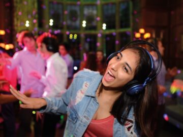 Oxford summer school, experience life at The University of Oxford, girl dancing at silent disco party.