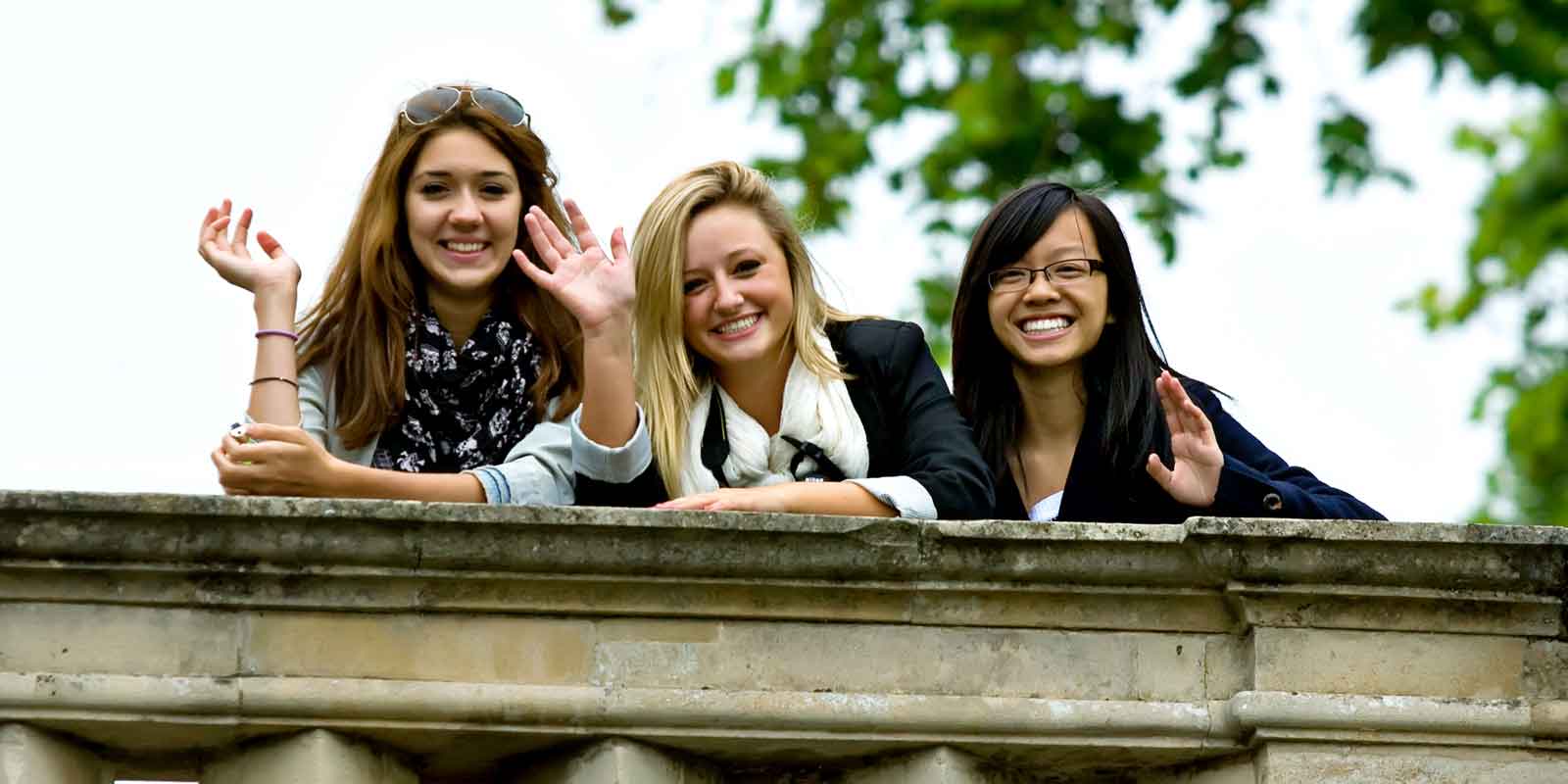 Girls on bridge at Blenheim Palace